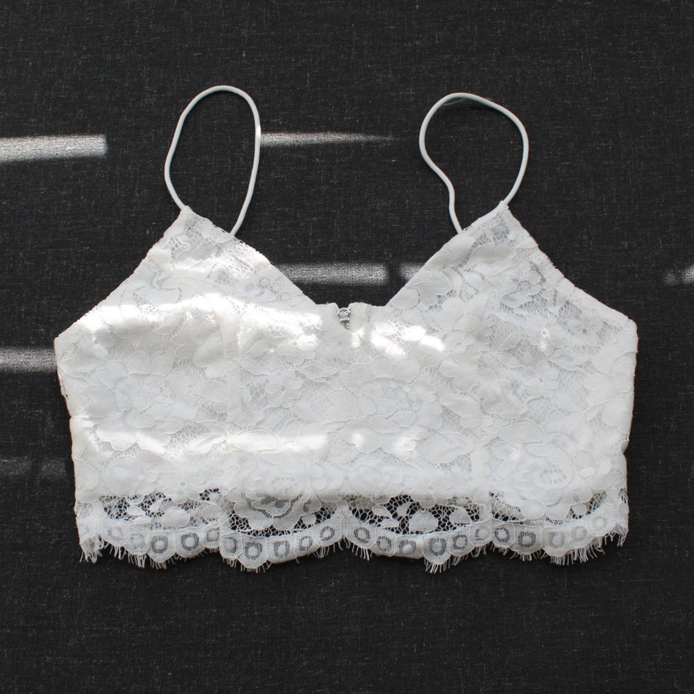 White Laced Crop Top